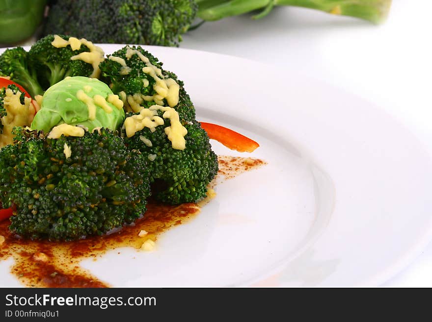 Lightly cooked broccoli pieces with a touch of butter