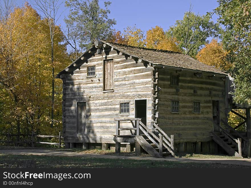 Replica of a carding mill and wool house located in new salem village illinois