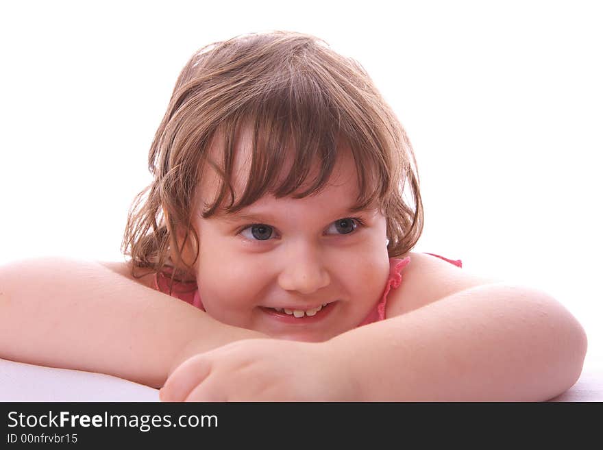 Surprised child isolated on white background