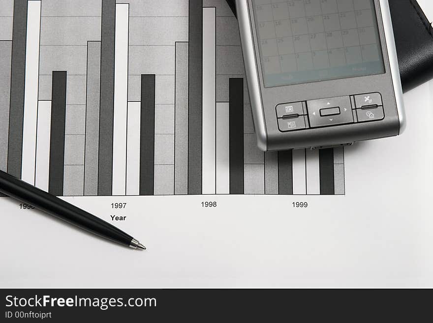 PDA with stylus and chart