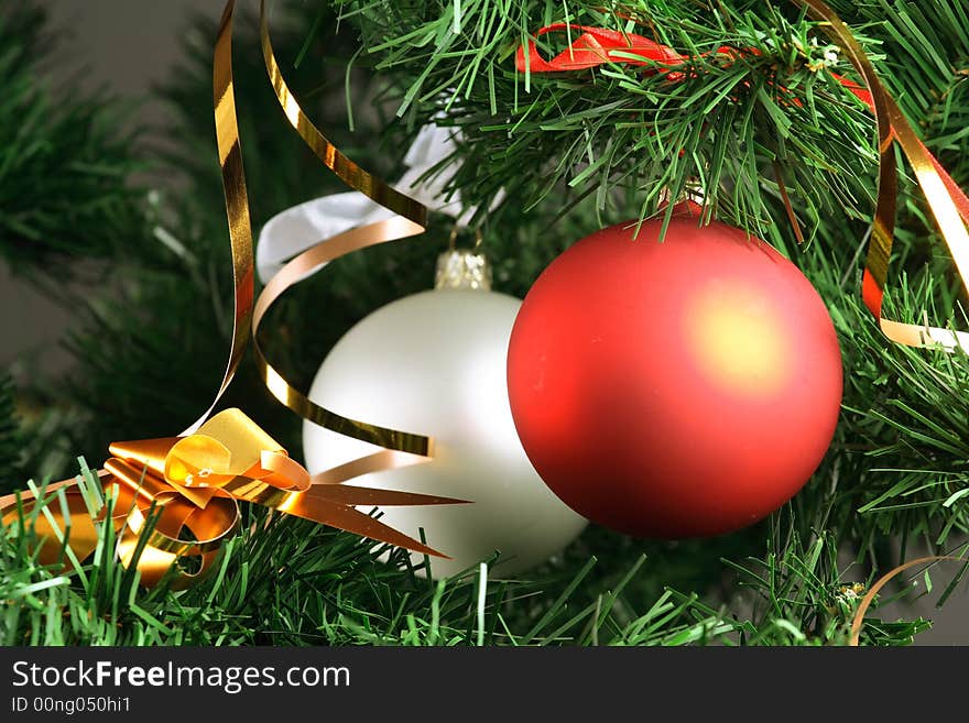 Balls hanging from christmas tree