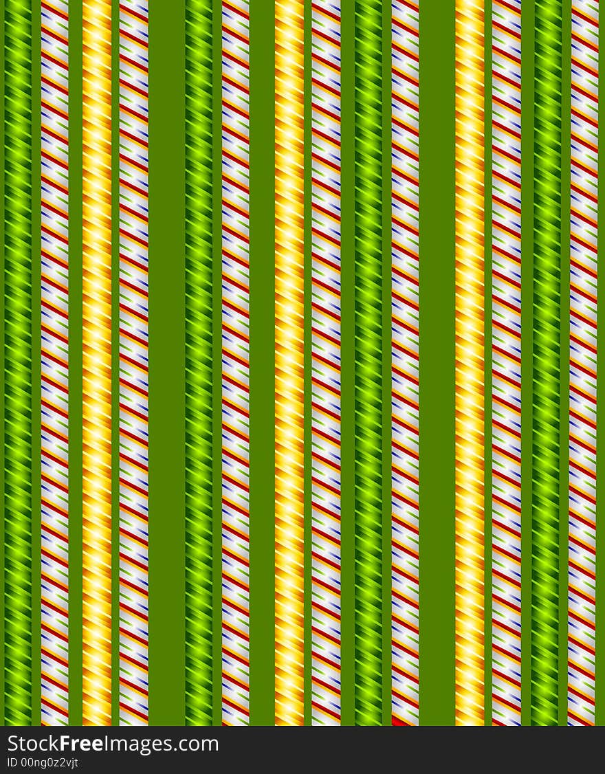 A background pattern featuring rows of candy cane stripes in green and gold colors. A background pattern featuring rows of candy cane stripes in green and gold colors