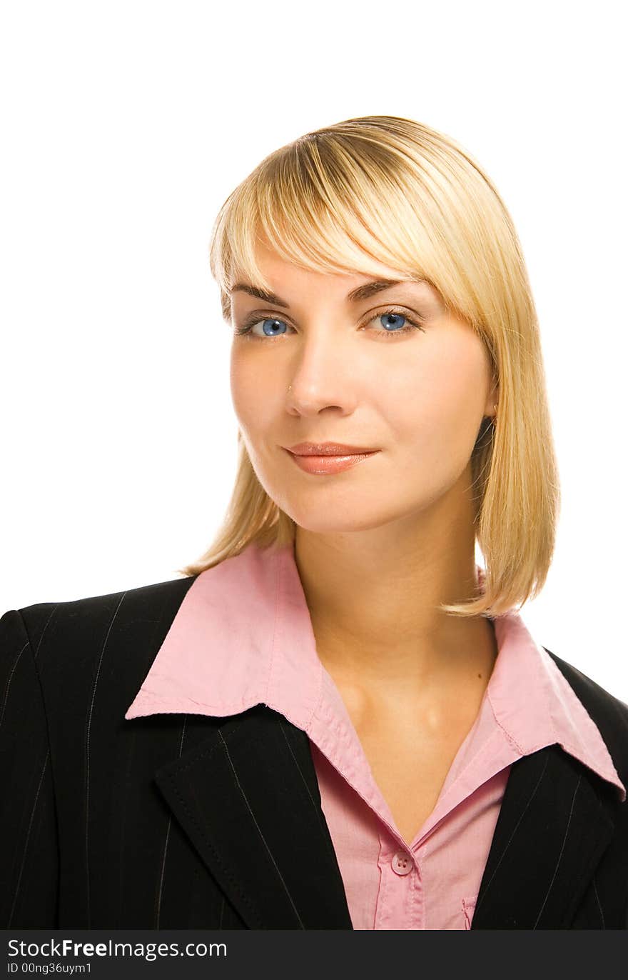 Beautiful blond businesswoman with blue eyes isola