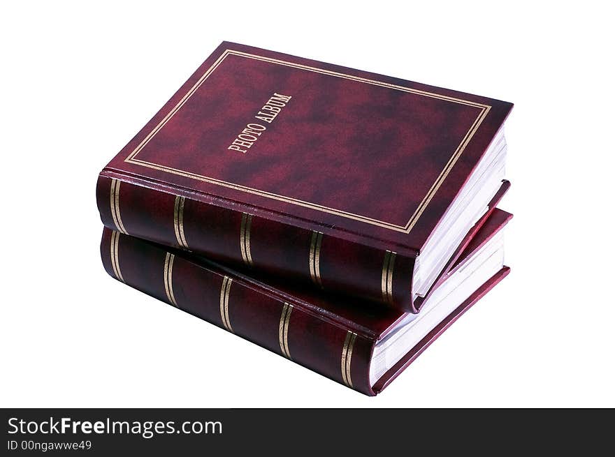 Red skin photo album as isolated object. Red skin photo album as isolated object