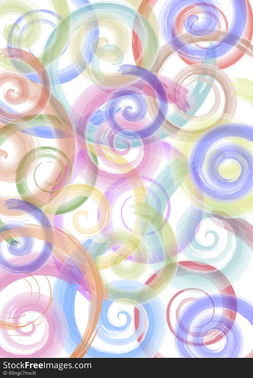 Background out of spirals in different sizes and different pastell colors. Background out of spirals in different sizes and different pastell colors