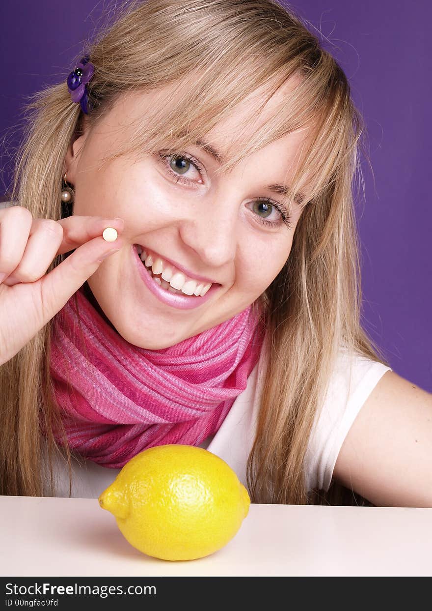 Smiling Girl With Pill