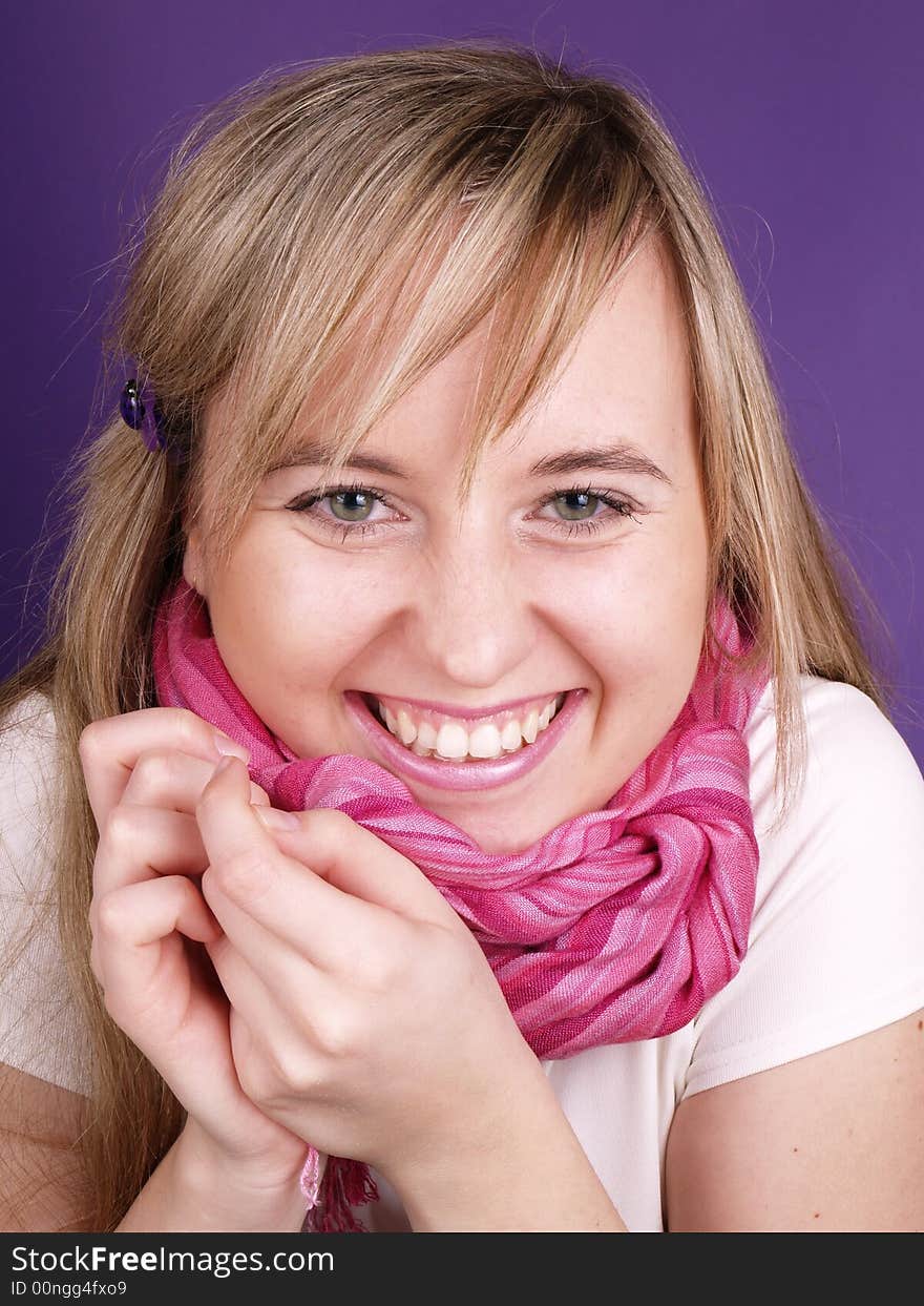 Beautiful Girl With Pink Scarf