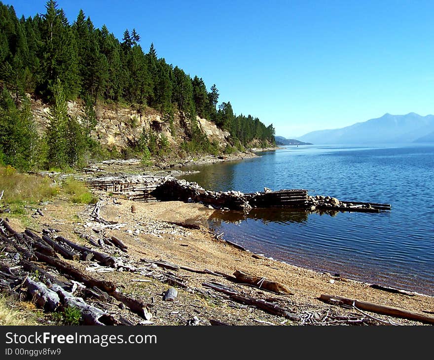 Standing on the beach looking a the lake in British Columbia, Canada. Standing on the beach looking a the lake in British Columbia, Canada