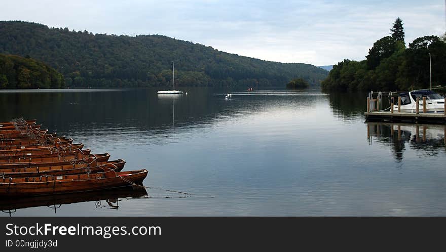 Boats on lake windemere