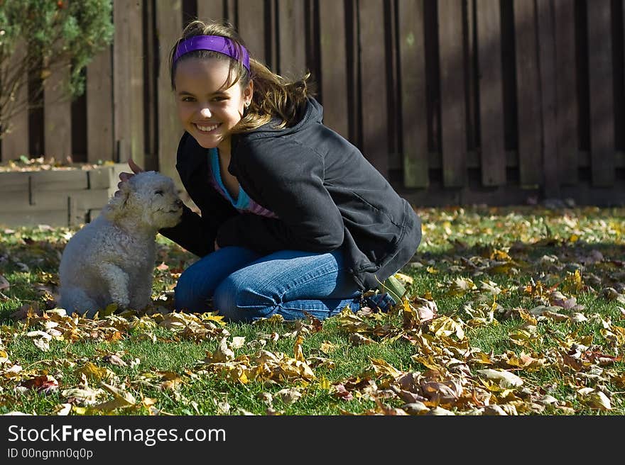 Young Girl And Poodle