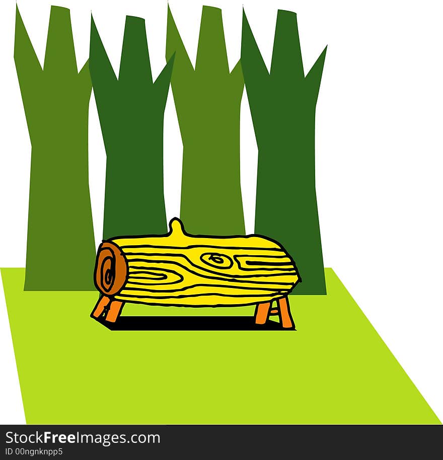 A vector, illustration for a wooden chair in a park