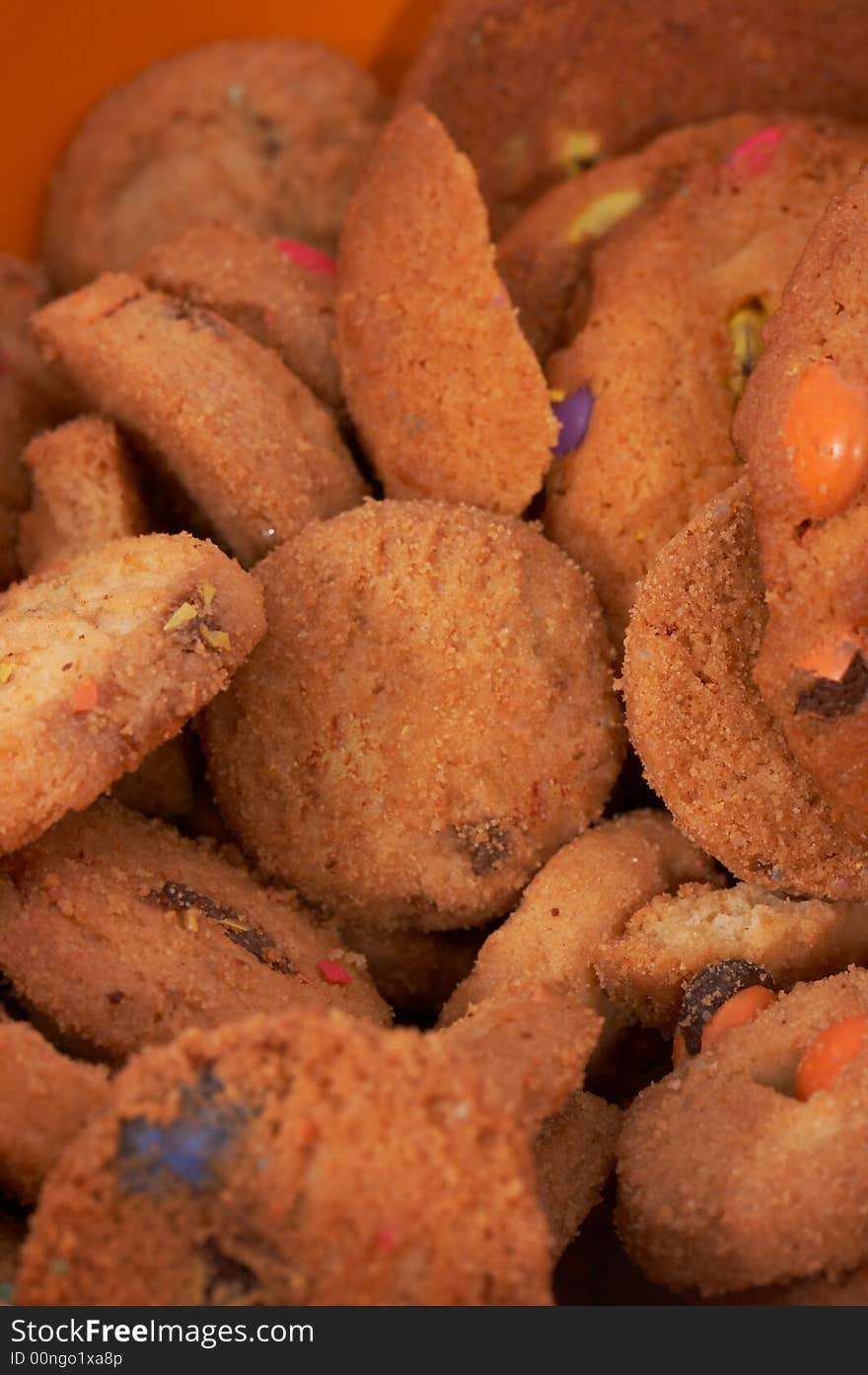 Close-up of shot of chocolate chip cookies. Close-up of shot of chocolate chip cookies