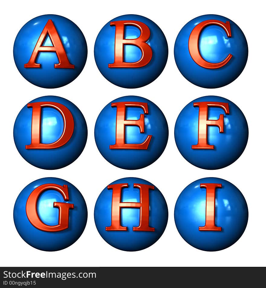 Symbol Ball with letters as Icon with reflection in a comic style. Symbol Ball with letters as Icon with reflection in a comic style