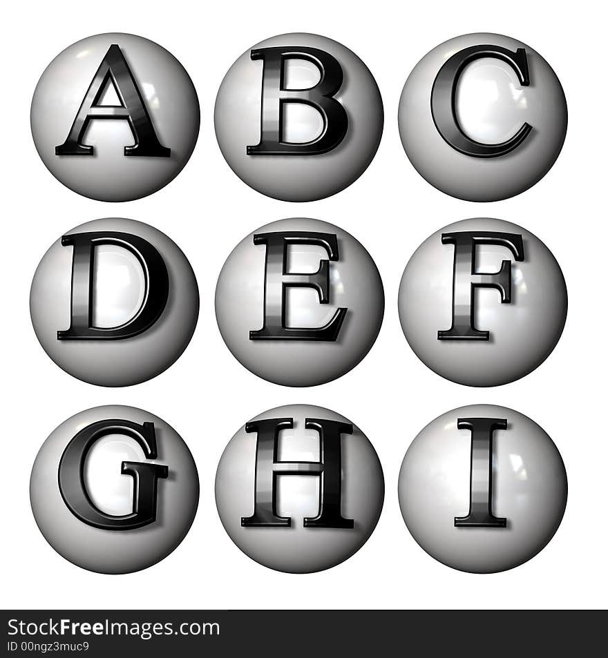 Symbol Ball with letters as Icon with reflection in a comic style. Symbol Ball with letters as Icon with reflection in a comic style