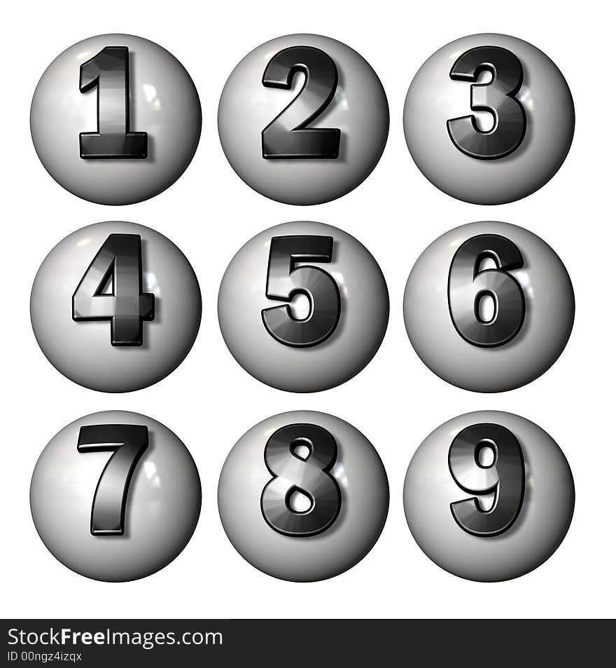 Symbol Ball with numbers as Icon with reflection in a comic style. Symbol Ball with numbers as Icon with reflection in a comic style