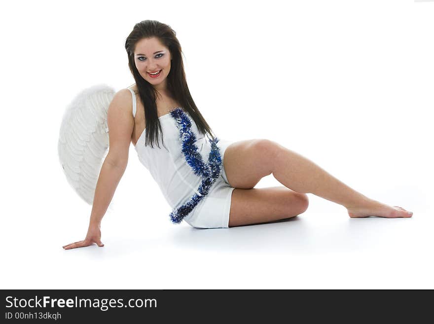 Beautiful woman with wings on isolated background