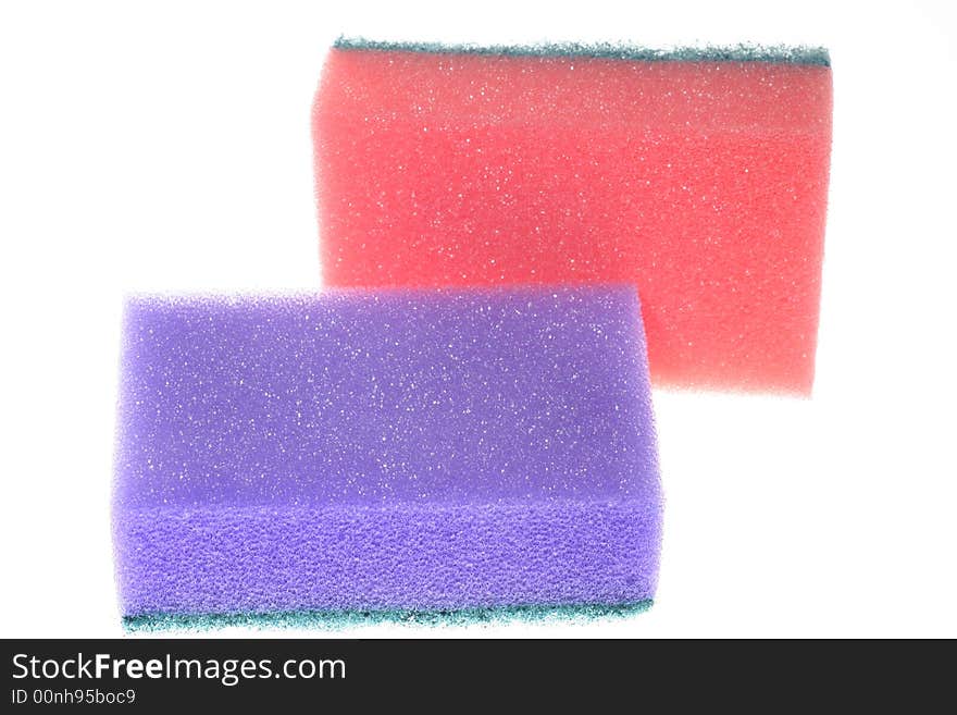 Two sponges isolated on a white background, more in my gallery