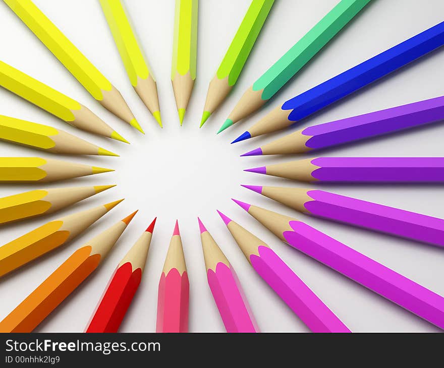 Hi res image of rainbow pencil in circle. Hi res image of rainbow pencil in circle