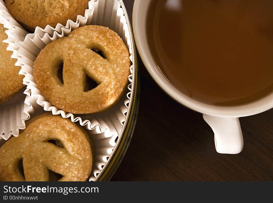 Breakfast tea and sweet cookies