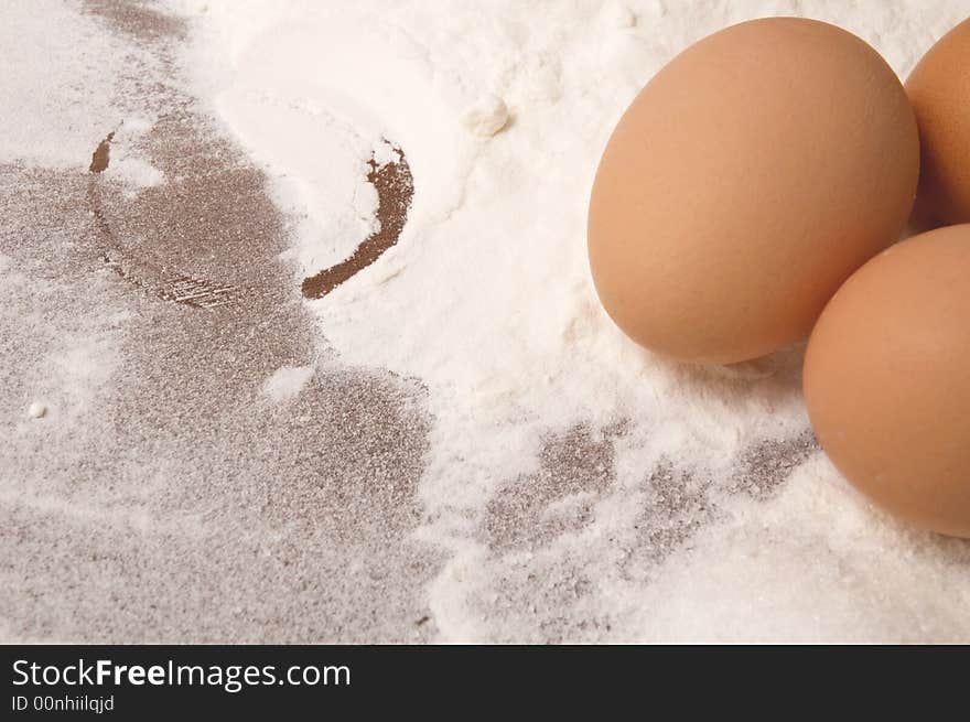 Cooking ingredients - flour and eggs