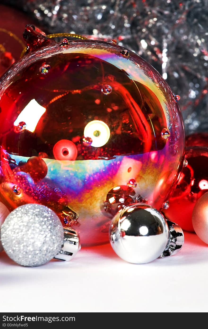 Big colorful rainbow christmas globe close-up. Big colorful rainbow christmas globe close-up