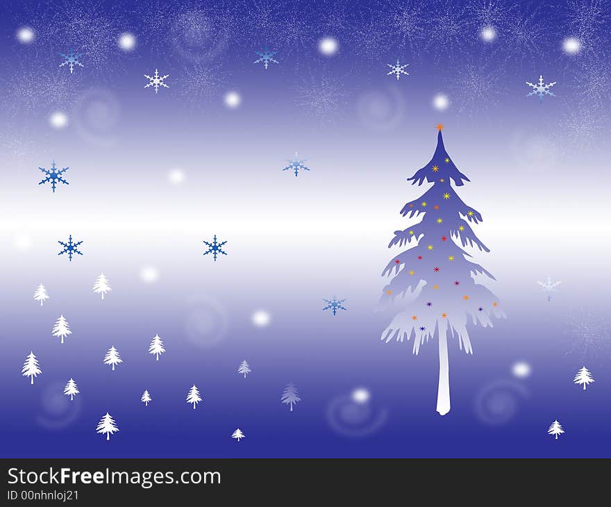 Dark blue celebratory background with ornaments and dark blue fur-trees. Dark blue celebratory background with ornaments and dark blue fur-trees