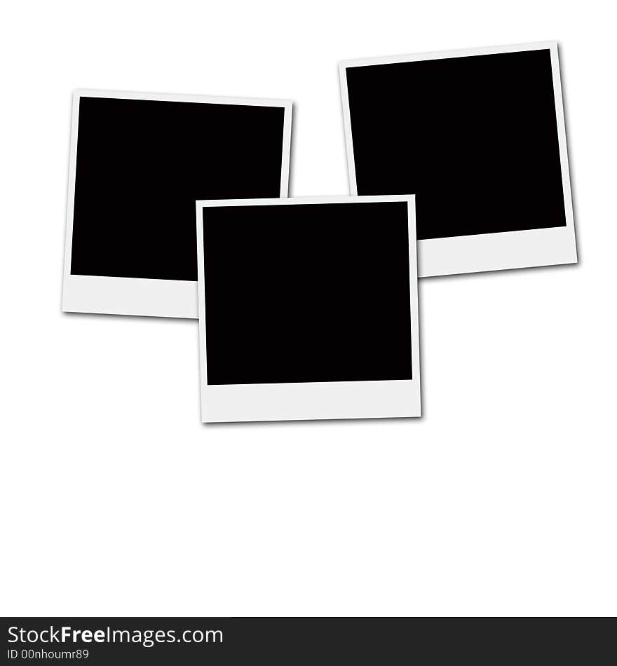 Several instant film frames on an isolated white background