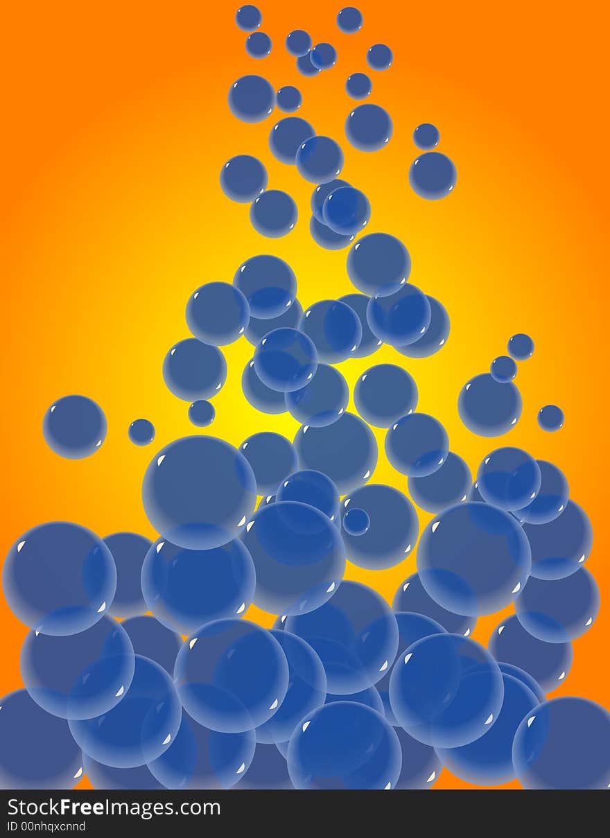 Blue Bubbles Rise before a Sky at Sunset. Blue Bubbles Rise before a Sky at Sunset.