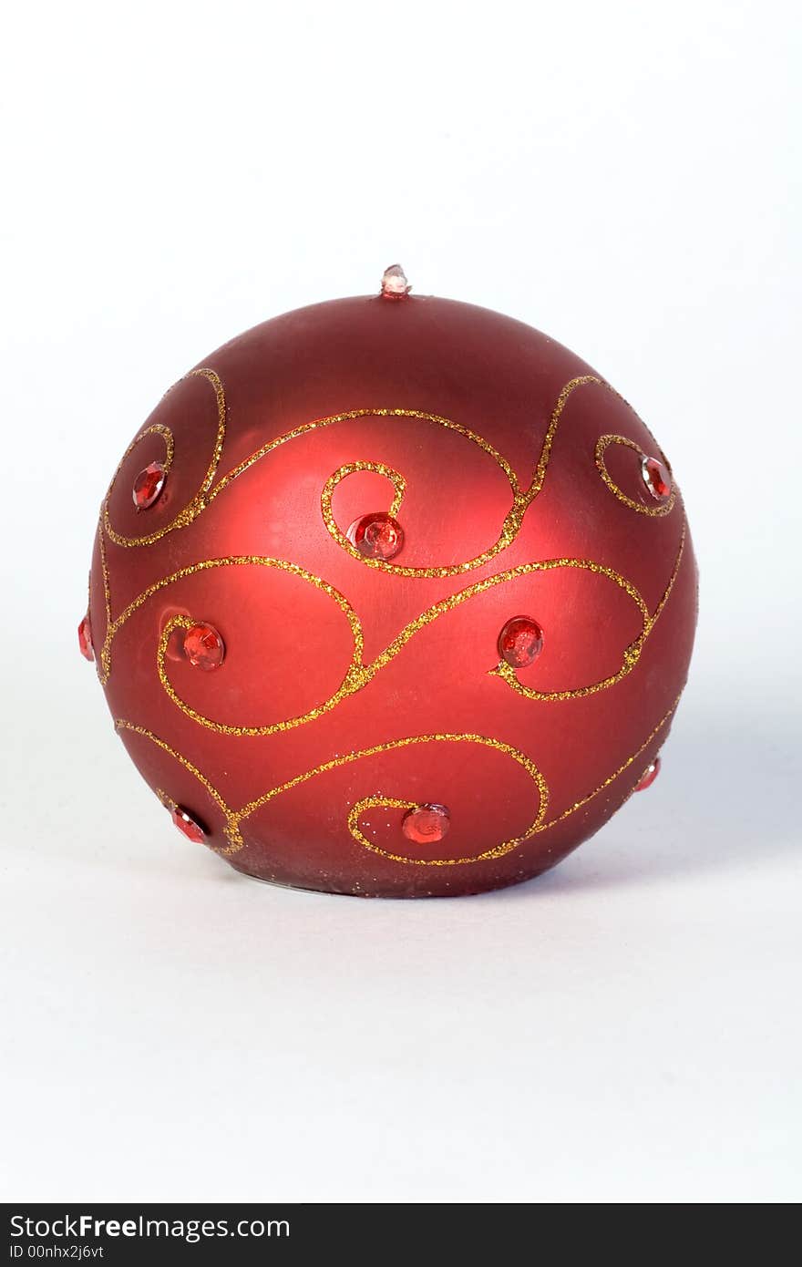 Big red wax christmas globe with golden model design. Big red wax christmas globe with golden model design