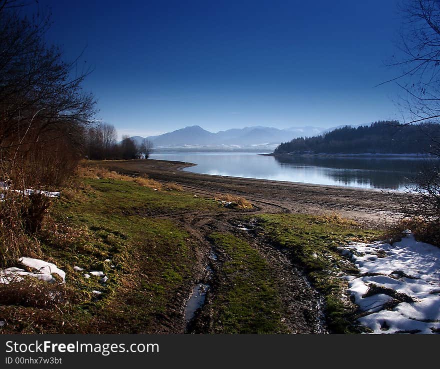 Mountain lake under Slovac mountains. Mountain lake under Slovac mountains