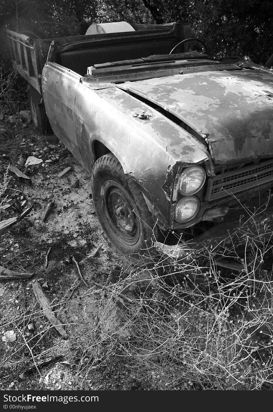 Rusty pick up truck found on the Greek island Kefalonia in September 2007