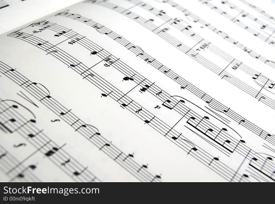 Black and white close up of sheet music