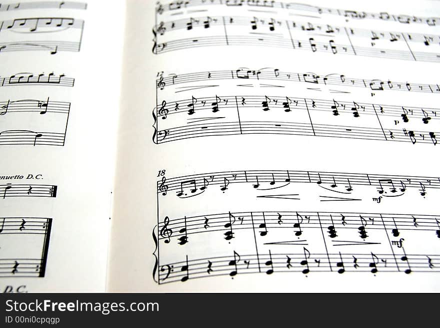 Black and white close up of sheet music