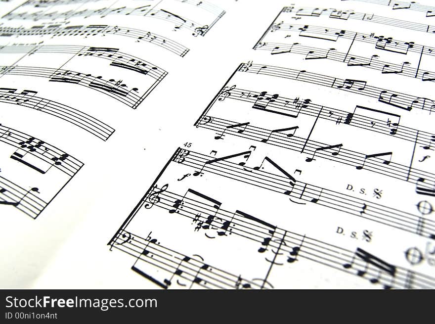 Black and white close up of sheet music