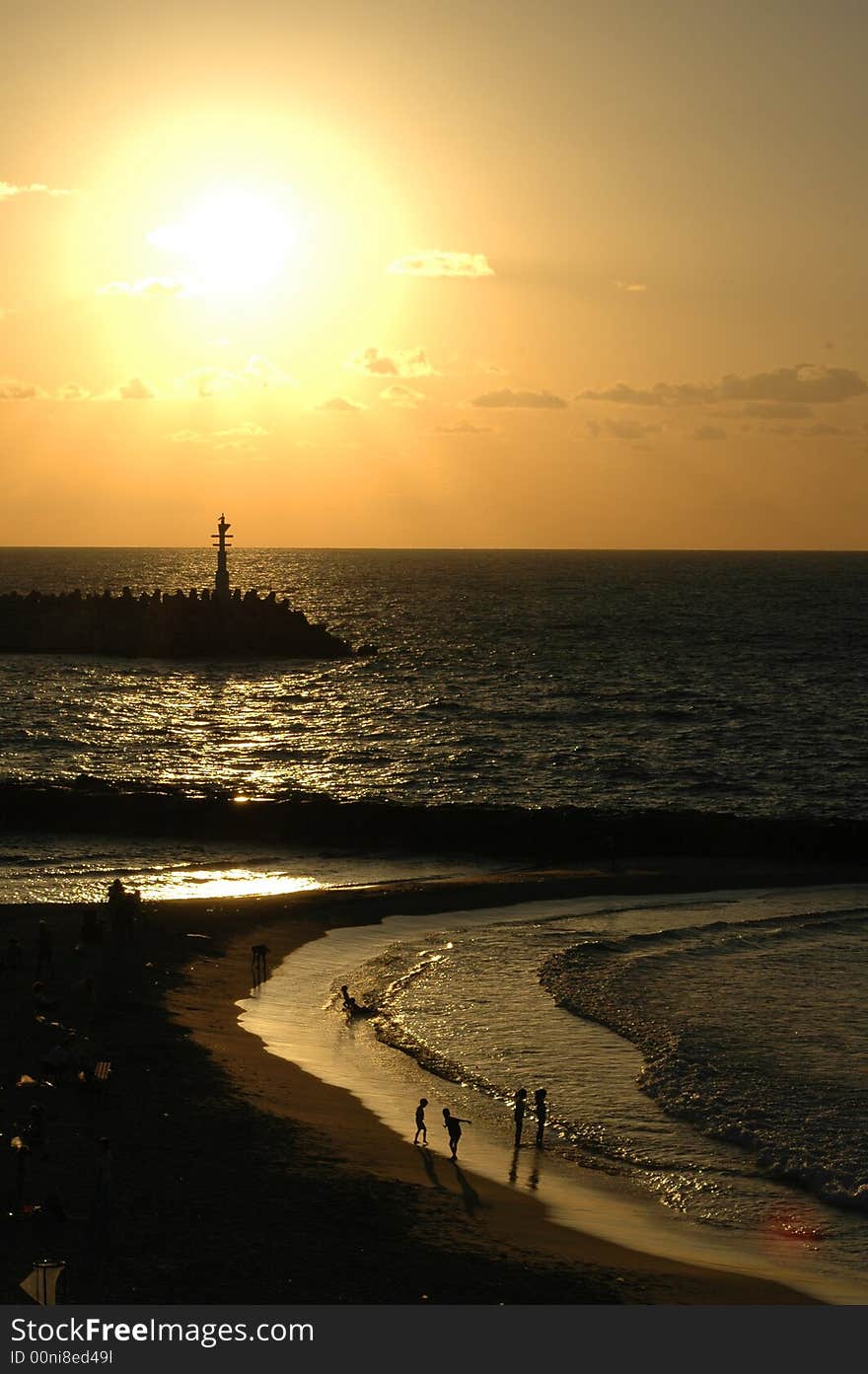 Sunset at seashore of ashkelon