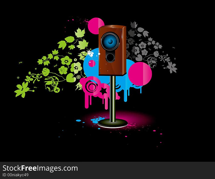 Vector colour background with loudspeaker, acoustic system wallpaper. Vector colour background with loudspeaker, acoustic system wallpaper