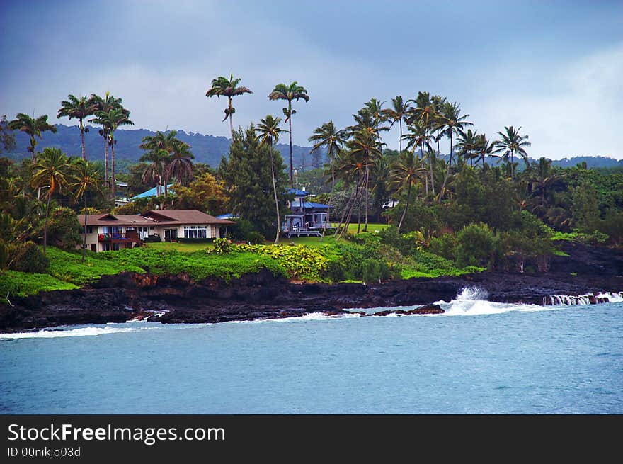 Cloudy Hana, Maui, Hawaii coastline