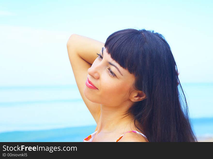 Portrait of a young gorgeous female in summer environment. Portrait of a young gorgeous female in summer environment