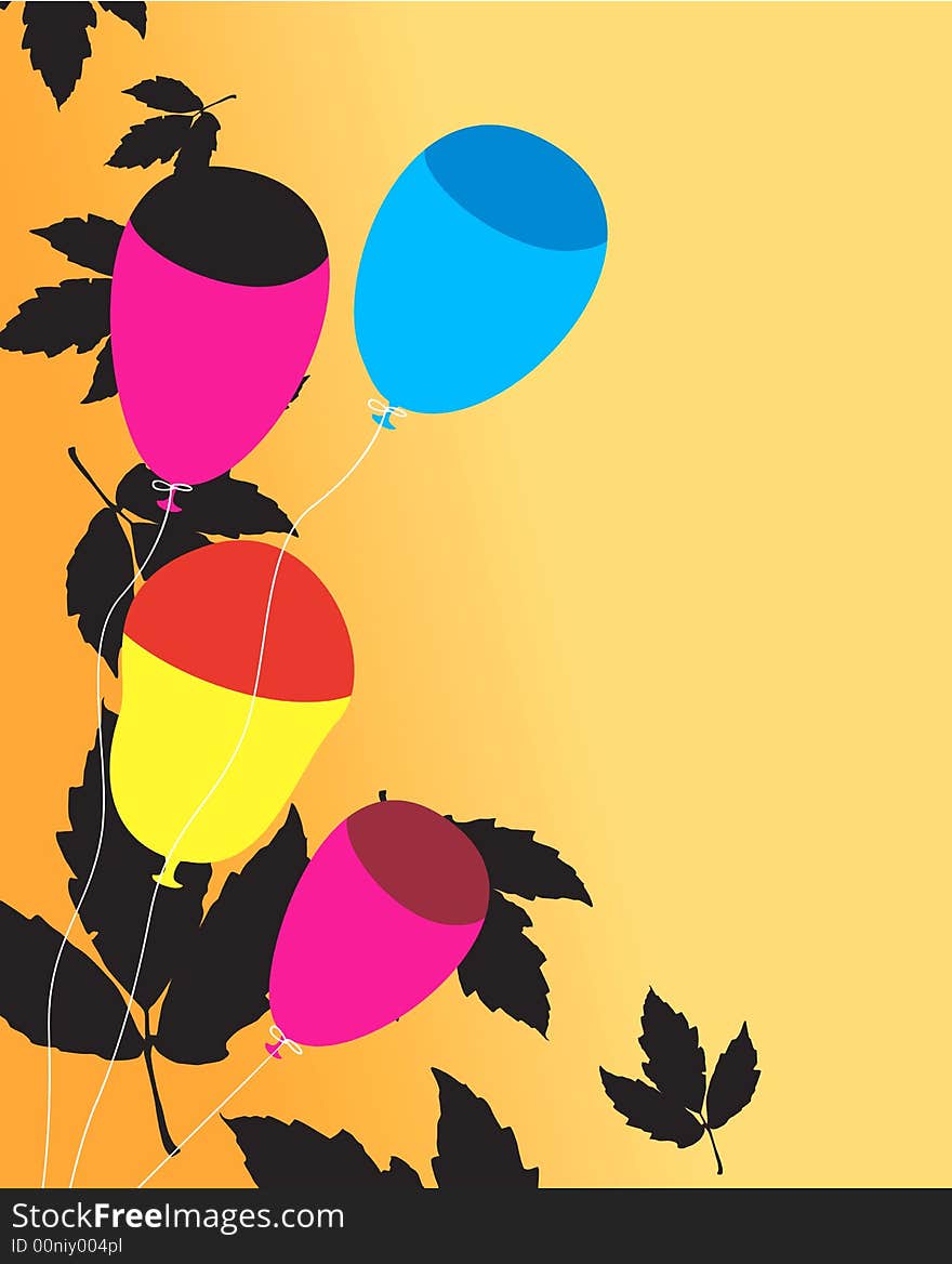 Illustration of colourful balloons with leafs