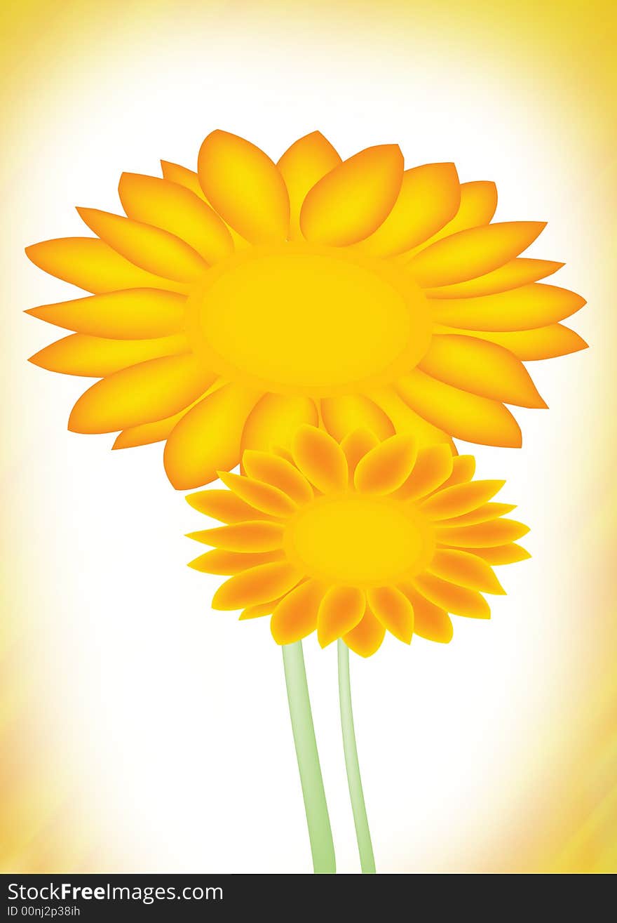 Illustration of yellow sunflower on framed background. Illustration of yellow sunflower on framed background