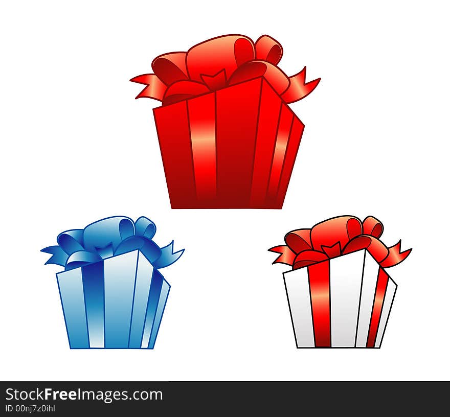 Giftboxes, various colors, vector illustration