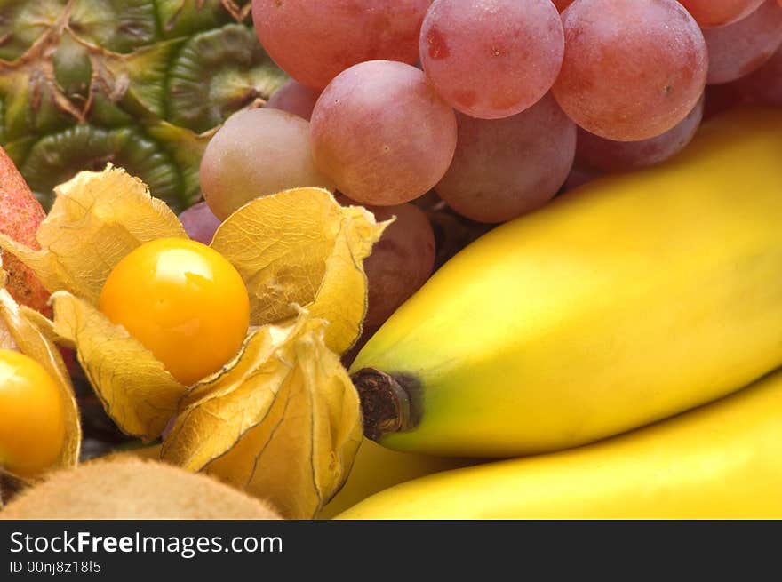 Physalis on the fruits background. Physalis on the fruits background