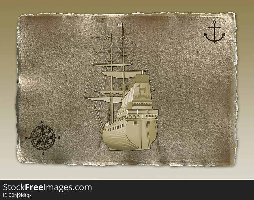 Ship with compass