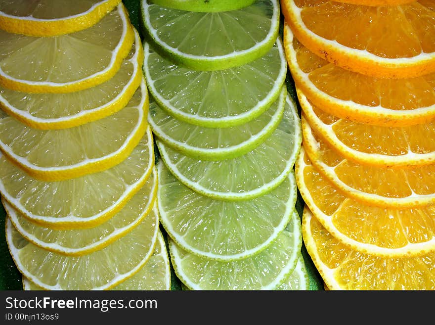 Lime, lemon and orange