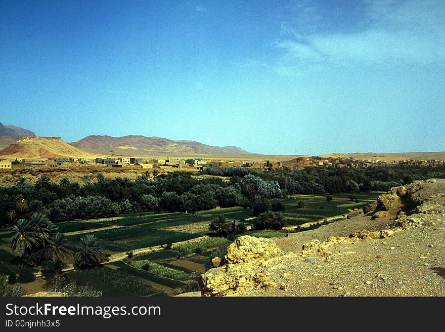 Landscape mountainous and crops in morocco