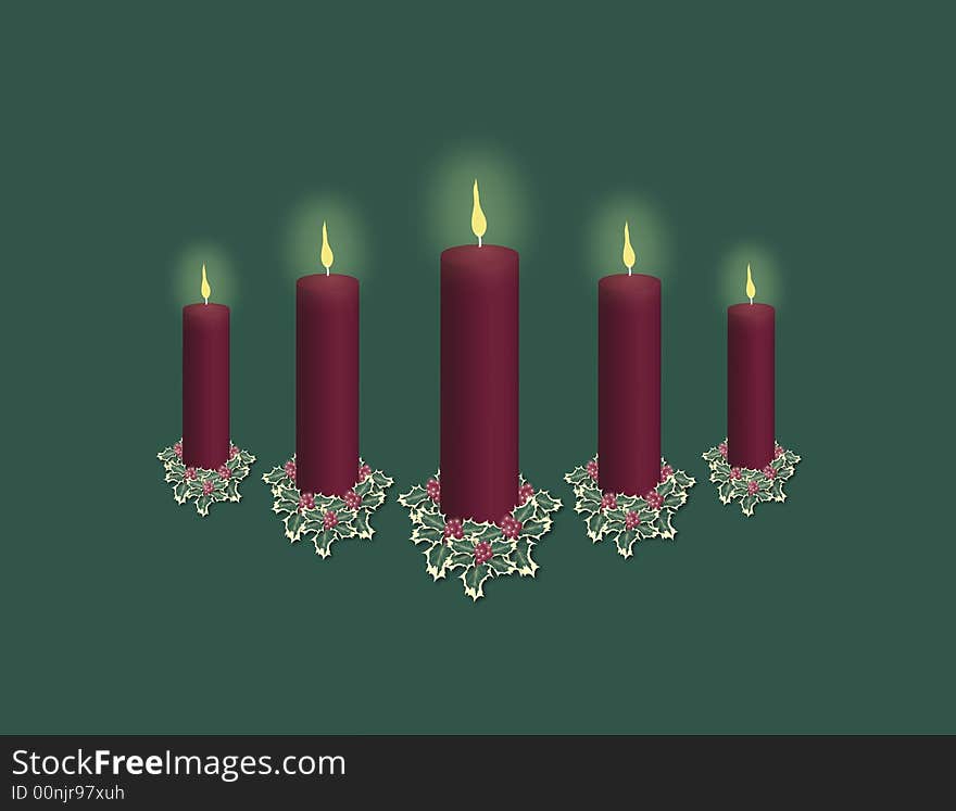 Red Candle Display on Green