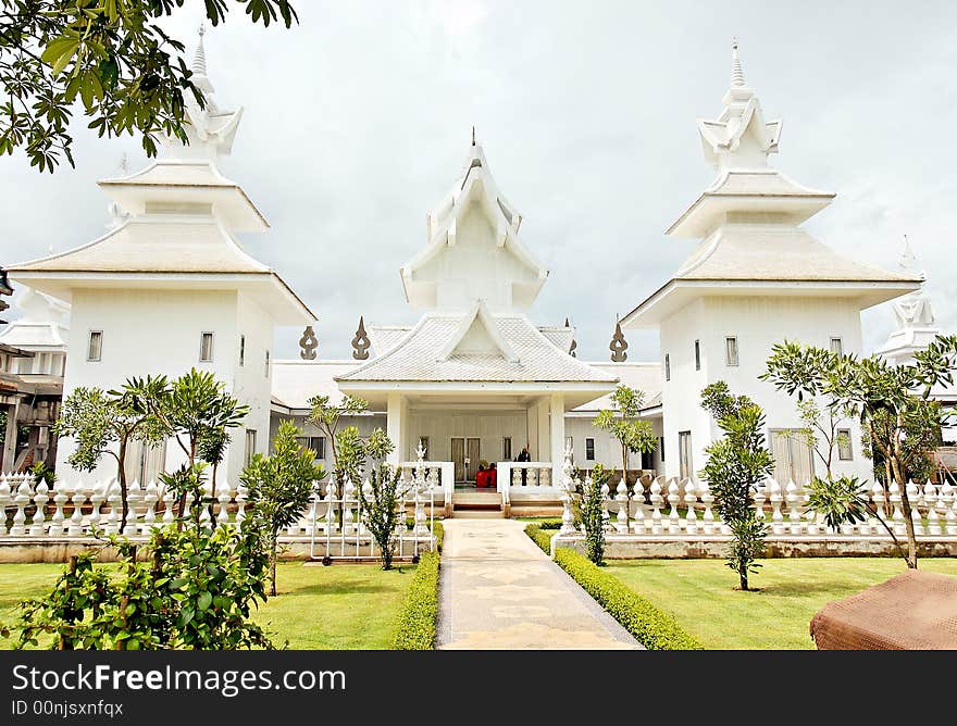 Unique white buddha temple in Thailand