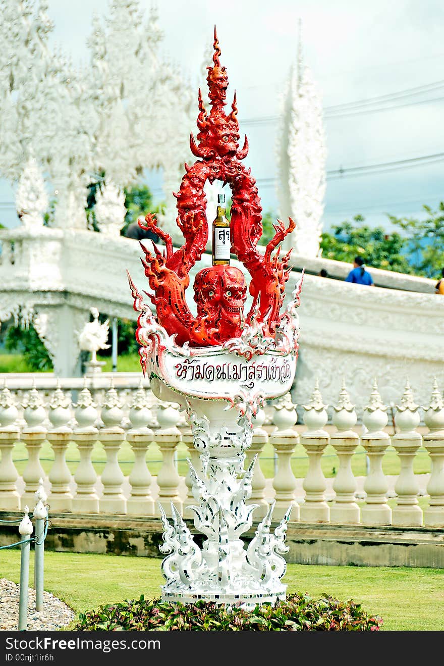 Unique white buddha temple in Thailand