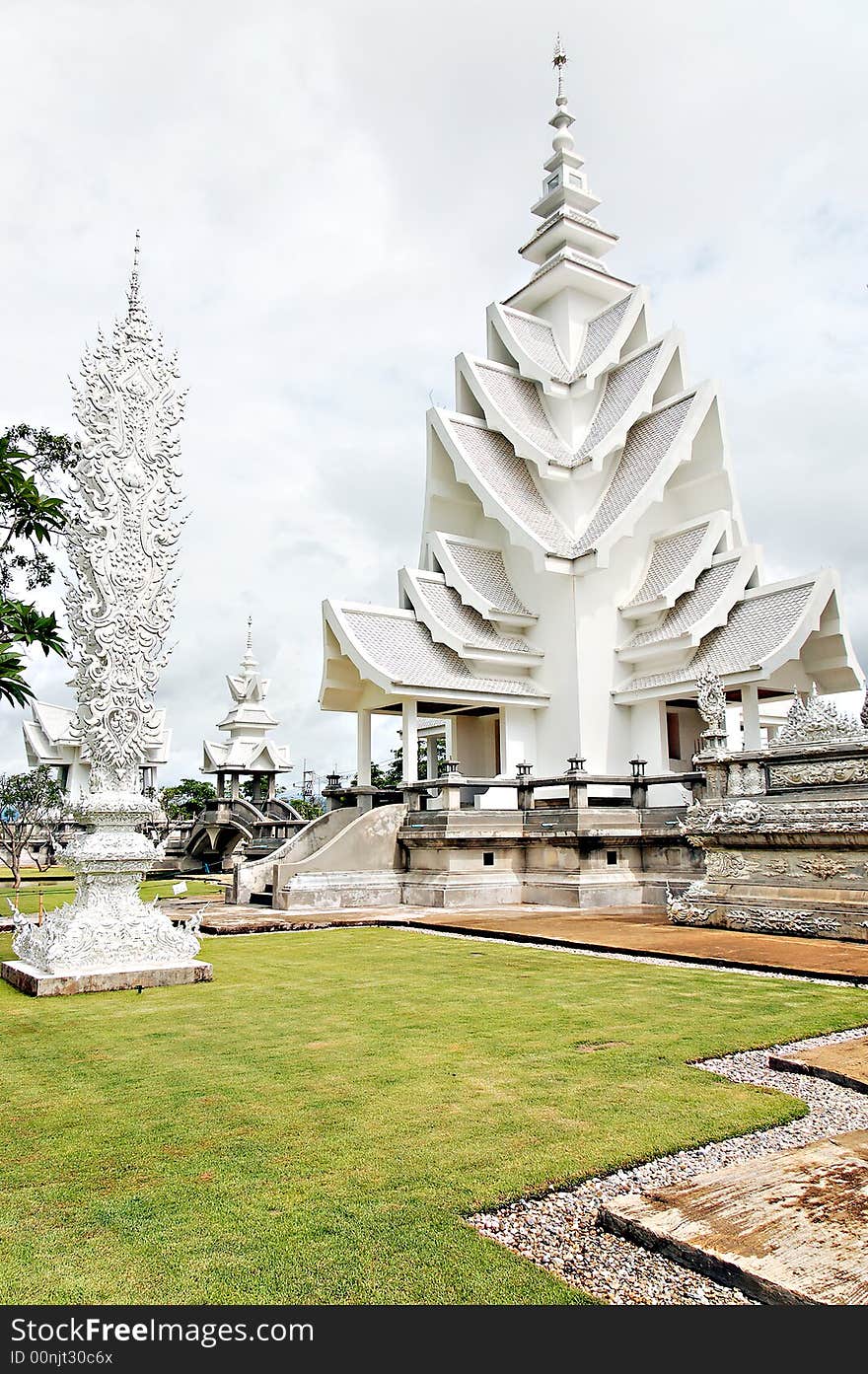 Unique white buddha temple in Thailand