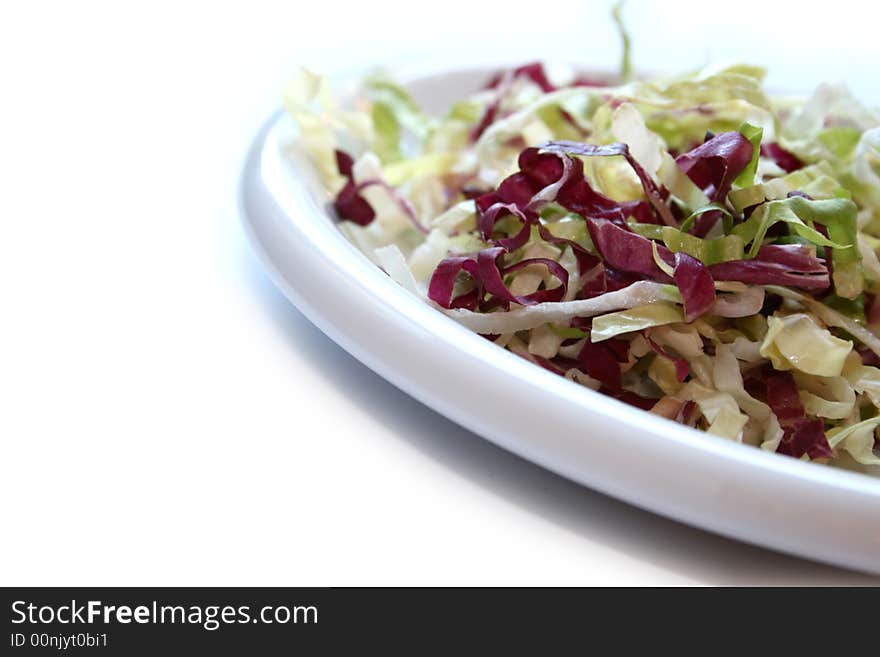 Dish of mix salad isolated on white background